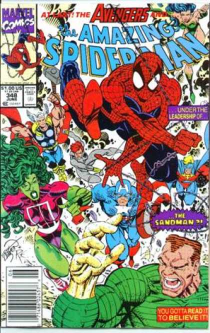 Amazing Spider-Man 348 - Sandman - Thor - Captain America - She-hulk - Black Widow - Erik Larsen