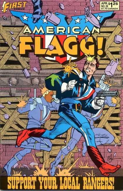 American Flagg 28 - First Comics - Guns - Shooting - Costumes - Policemen