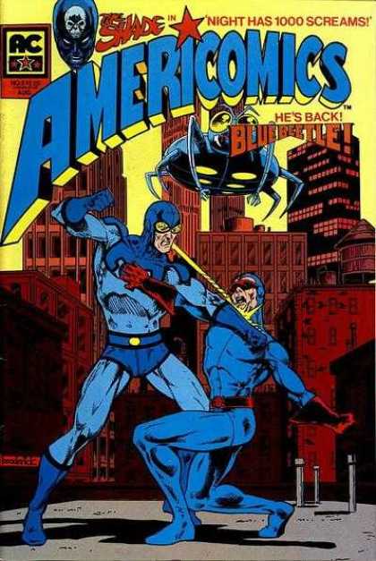 Americomics 3 - Blue Beetle - Fighting - Downtown - Buildings - Blue