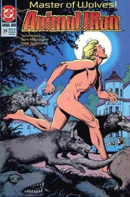 Animal Man 39 - Wolves - Running - Naked Man - Houses - Full Moon - Brian Bolland
