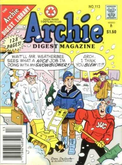 Archie Comics Digest 113 - Archie Series - Winter - Snowblaster - Snow - Street