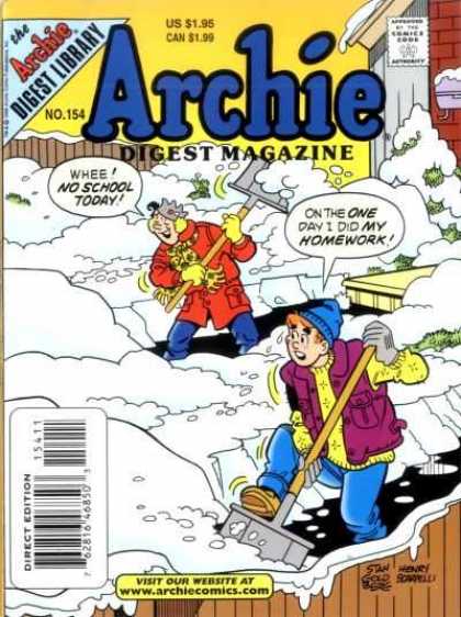 Archie Comics Digest 154 - Shovel - Snow - No School - Tree - House