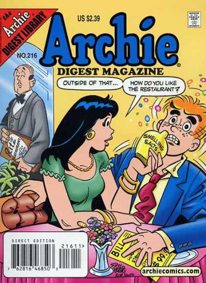 Archie Comics Digest 216 - Archie - Veronica - Smelling Salts - Waiter - Restaurant