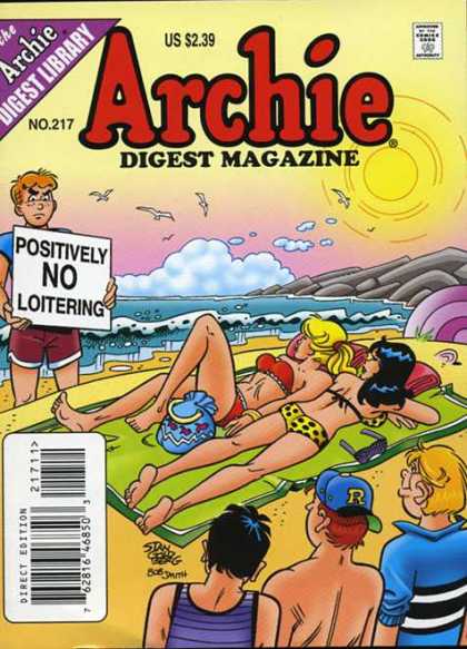 Archie Comics Digest 217 - No Loitering - Beach - Sunbathers - Ocean - Girls