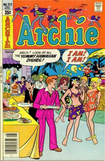 Archie 273 - Yummy Hawaiian Dishes - Luau - Buffet - Purple Leisure Suit - Party