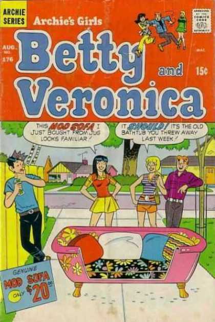 Archie's Girls Betty and Veronica 176 - Mod Sofa - Old Bathtub - Betty - Veronica - Archie