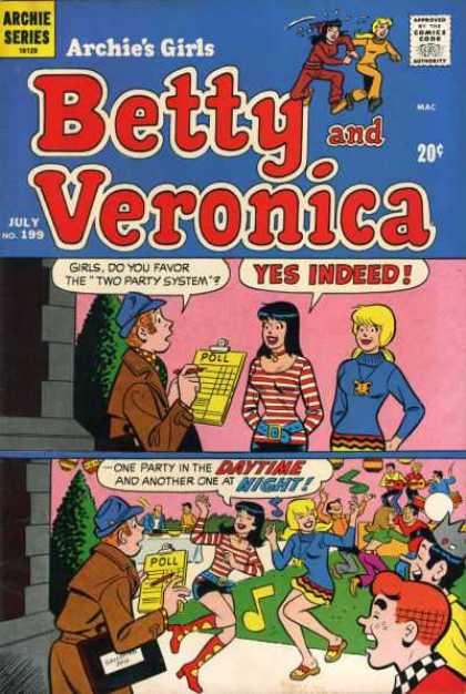 Archie's Girls Betty and Veronica 199 - Archie Series - Approved By The Comics Code Authority - Indeed - Daytime - Night
