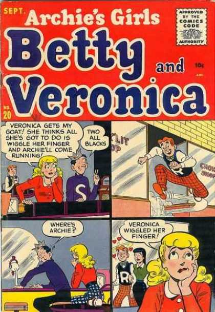Archie's Girls Betty and Veronica 20 - September - No 20 - Choklit Shop - Window - Approved By The Comics Code Authority
