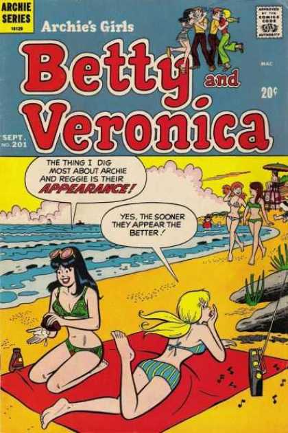 Archie's Girls Betty and Veronica 201 - Beach - Sand - Sea - Blanket - Yes Sooner They Appear The Better