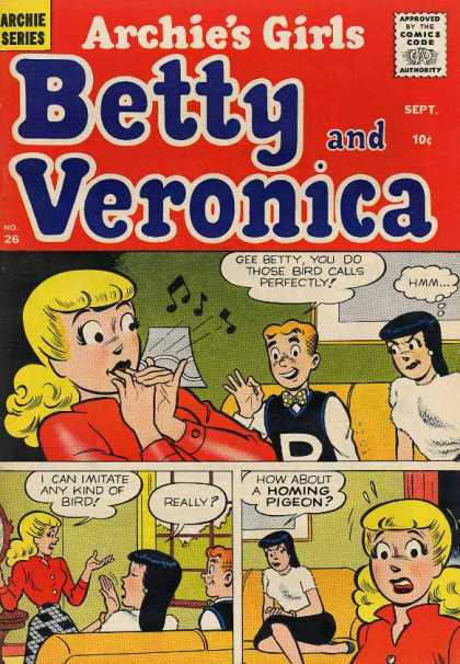 Archie's Girls Betty and Veronica 26 - Archie Series - Approved By The Comics Code - Woman - Man - Sofa