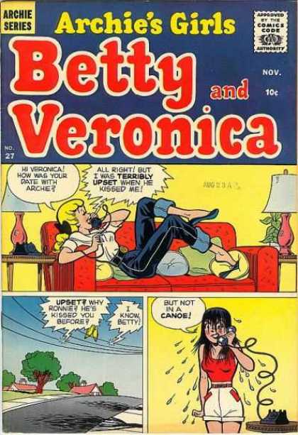 Archie's Girls Betty and Veronica 27 - Comics Code Authority - Speech Bubble - Sofa - Street - Phone