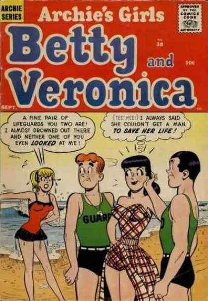 Archie's Girls Betty and Veronica 38 - Archie Series - September - Green Shirt - Black Pants - Red And Black Swimsuit