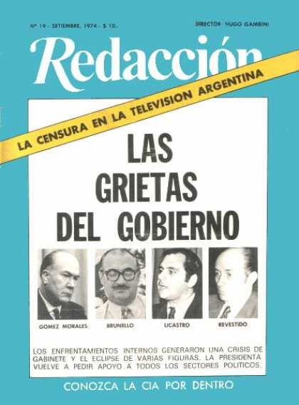 Argentinian Magazines - Redacción septiembre 1974 - Grietas del gobierno