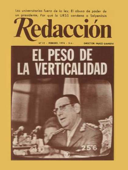 Argentinian Magazines - Redacción febrero 1974 - Tapa Perón