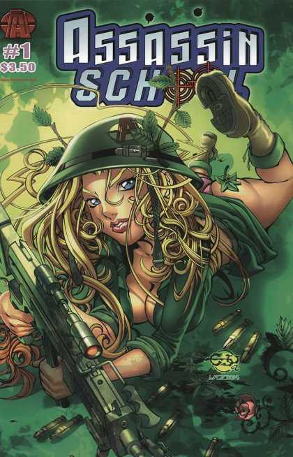 Assassin School 1 - Woman - Camoflage - Combat - Green - Boots