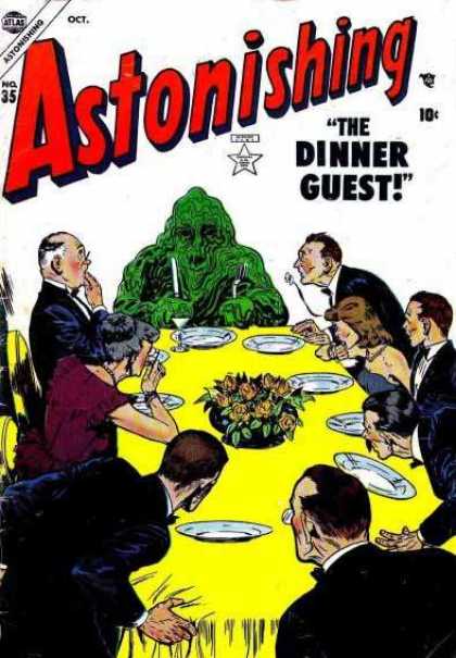 Astonishing 35 - One Ghost - Table - Chairs - Plates - Eating - Bill Everett