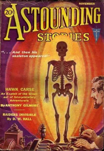 Astounding Stories 23 - Skeleton - Bones - Mad Scientist - Strange Machine - Bright Light