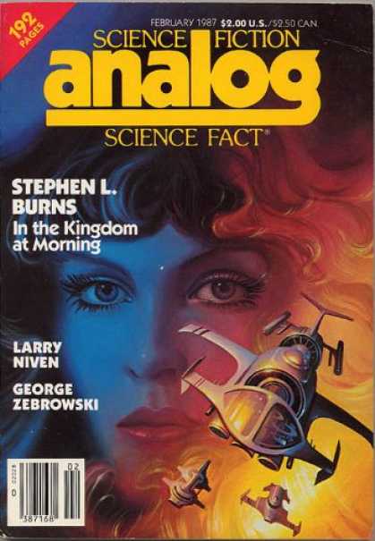 Astounding Stories 681 - In The Kingdom At Morning - Stephen L Burns - Woman - Space Ship - Februrary 1987
