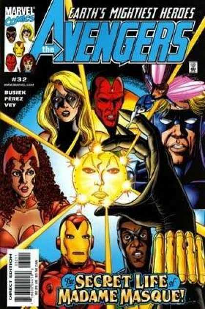 Avengers (1998) 32 - Marvel - Iron Man - Curly Hair - White Eyes - Face - George Perez