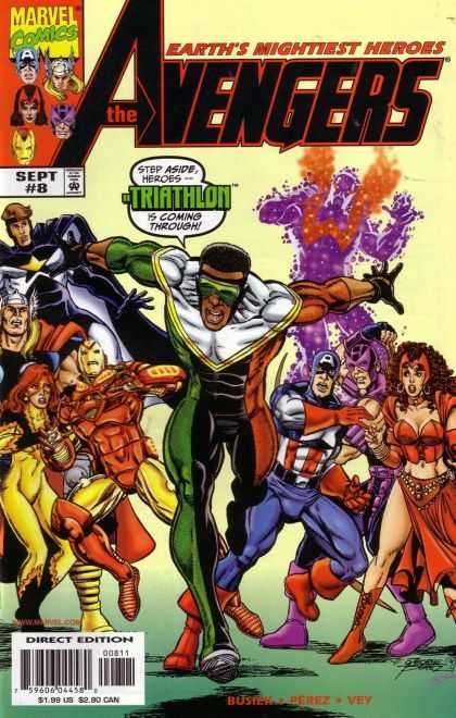Avengers (1998) 8 - Marvel Comics - Sept 8 - Mightiest Heroes - Direct Edition - Triathlon Comes - George Perez
