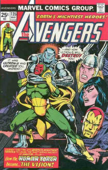 Avengers 135 - Human Torch - Ultron - Marvel Comics Group - 25 Cents - 135 May