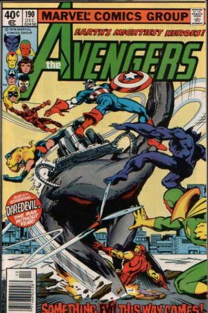 Avengers 190 - Daredevil - Iron Man - Captain America - 40 Cents - 190 Dec - John Byrne