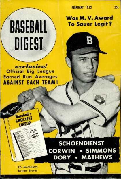 Baseball Digest - February 1953