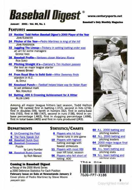 Baseball Digest - January 2001