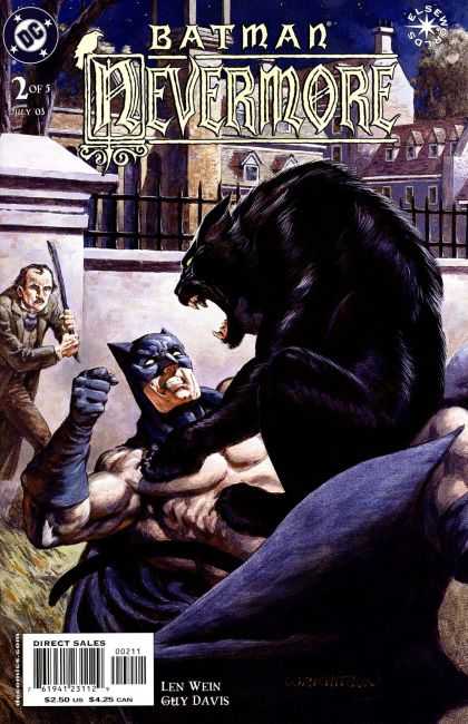 Batman: Nevermore 2 - Huge Cat-like Creature - Buildings - Fight - Man With Weapon - Old Architecture - Bernie Wrightson