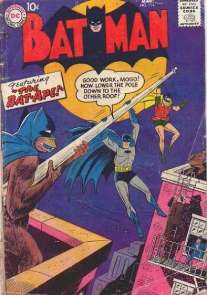 Batman 114 - Mogi - Bat-ape - Fire Escape - Roof - Criminals - Sheldon Moldoff