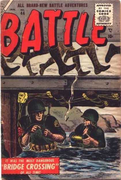 Battle 44 - All Brand New Battle Adventures - No 44 - Bridge Crossing - Soldiers Mining Bridge - Men Running Over Bridge