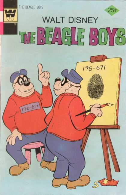 Beagle Boys 24 - Walt Disney - Fingerprint - Paintbrush - Canvas - Face Masks