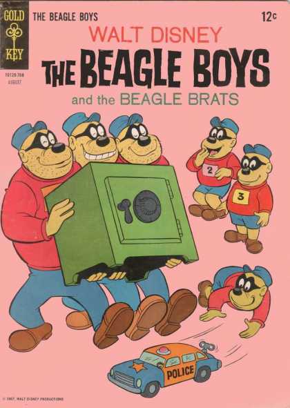 Beagle Boys 7 - Stealing A Safe - Going To Walk On A Moving Toy Car - Men Teaching Boys Bad Habits - Walt Disney - August Issue