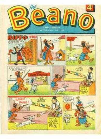 Beano 1365 - Biffo - Comic Panels - White Dog - The Flying Ducks - Hit A Duck Win A Prize