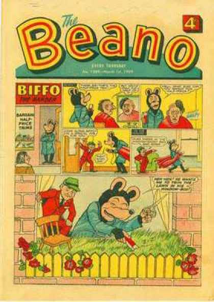 Beano 1389 - Biffo - Old Man - Scissors - Mouse Face - Red Suit And Green Hat