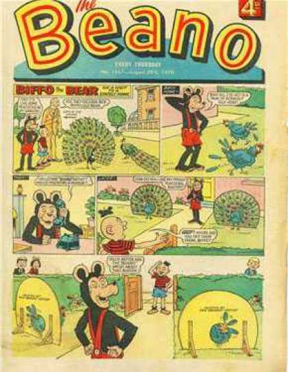 Beano 1467 - Newspaper Copy - Peacock Cut Outs - Large Mouse - Peacocks Lost Feathers - Edges Worn