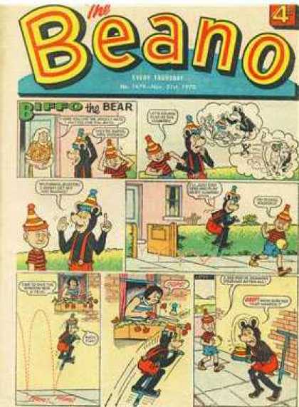 Beano 1479 - Biffo The Bear - Pogo Stick - Window - Flowers - Hedge
