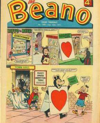 Beano 1491 - Biffo The Bear - Valentine - Town Hall - Stationer - Cards