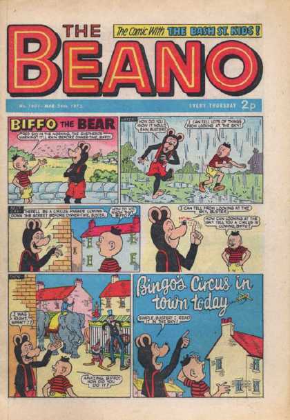 Beano 1601 - The Bash St Kids - Biffo The Bear - Boy - Wall - House