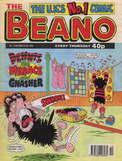 Beano 2799 - Uk Comic - Clothesline - Dennis The Menace - Whistling - Pet