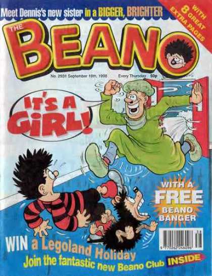 Its A Girl - Beano Banger - Win A Legoland Holiday - With 8 Great Extra Pages - Meet Deniss New Sister In A Bigger Brighter Beano 2931 - Its A Girl - Beano Banger - Win A Legoland Holiday - With 8 Great Extra Pages - Meet Deniss New Sister In A Bigger Brighter