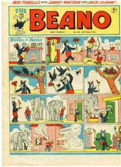 Beano 418 - Big Thrills - Jimmy Watson - Jack Flash - Biffo The Bear - Elephants