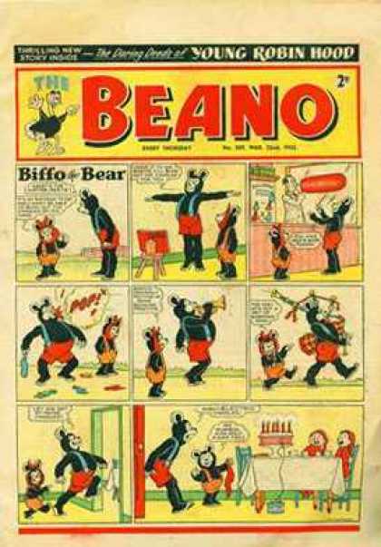 Biffo Bear - Little Bear Big Bear - Comic Strip On Front Cover - Young Robin Hood - Exercise Beano 505 - Biffo Bear - Little Bear Big Bear - Comic Strip On Front Cover - Young Robin Hood - Exercise