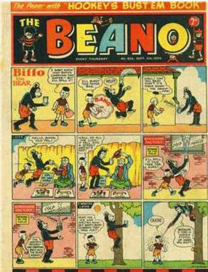 Beano 633 - Comic Strip - Bear - Tree - Bang - Water