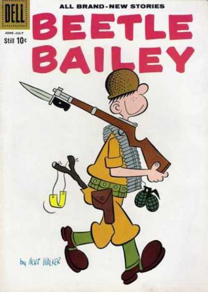 Beetle Bailey 21 - Rifle - Grenade - Helmet - Slingshot - Vintage