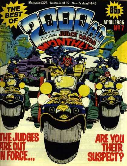 Best of 2000 AD 7 - Judge Dredd - April 1986 - Are You Their Suspect - Motorcycles - Malaysia