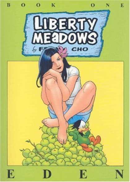 Bestselling Comics (2006) - Liberty Meadows Volume 1 (Liberty Meadows (Graphic Novels)) by Frank Cho - Duck - Apples - Girl - Shorts - Flower