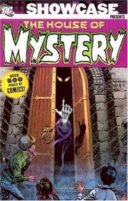 Bestselling Comics (2006) - Showcase Presents: House of Mystery, Vol. 1 (Showcase Presents) by Len Wein - Castle - Tall Doors - Beckoning Skeleton Hand - 2 Young Boys - 1 Little Girl