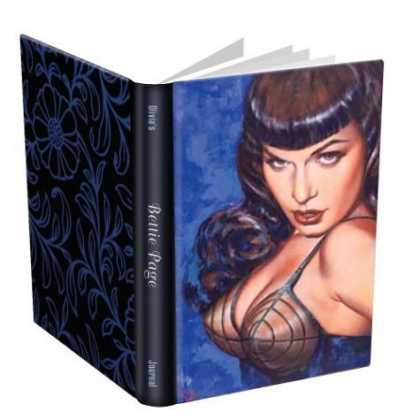 Bestselling Comics (2006) - Olivia's Bettie Page Journal by Olivia De Berardinis - Blue Flowers - Black Pointy Bra - Back And Blue Cover - Dark Haired Woman - Red Lips