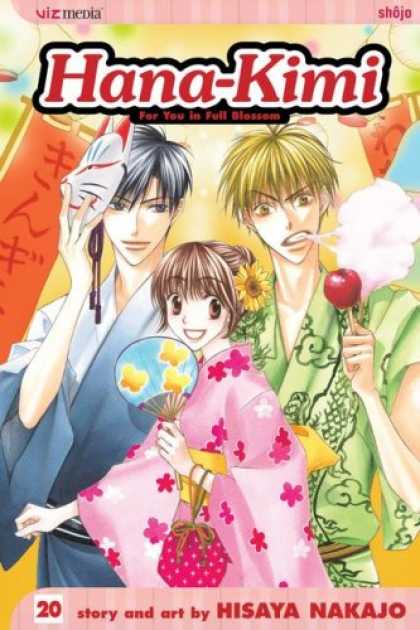 Bestselling Comics (2007) - Hana-Kimi Vol. 20 (Hana-Kimi) by Hisaya Nakajo - For You In Full Blossom - Pink Flowered Kimono - Gree Dragon Kimono - Hisaya Nakajo - Cat Mask